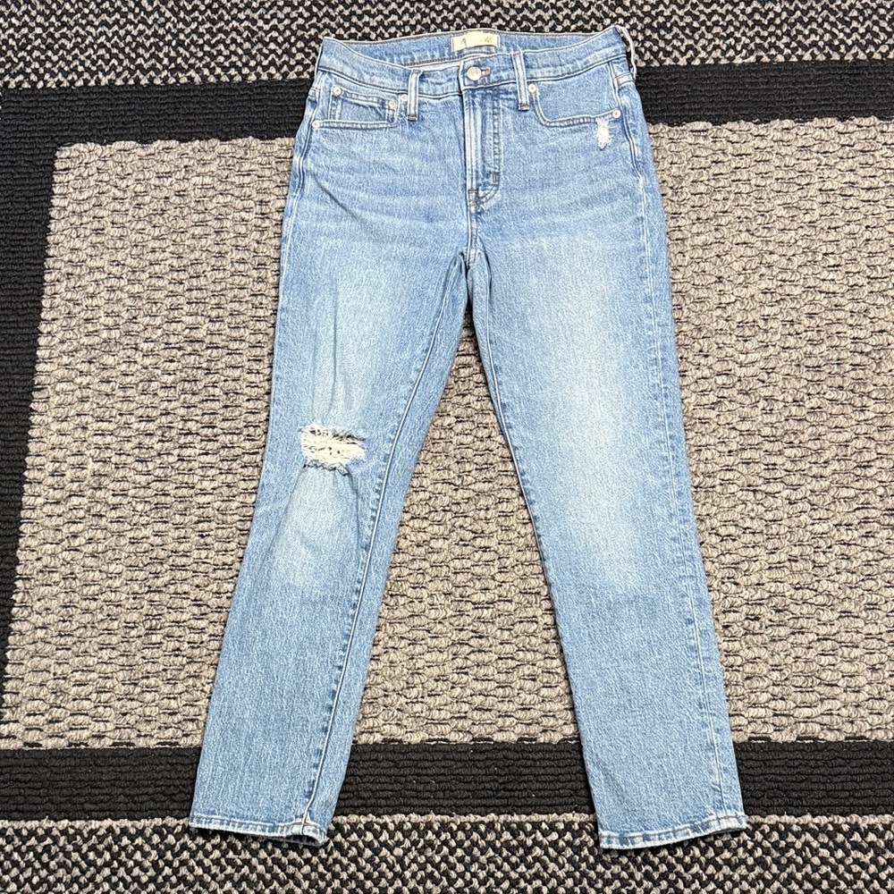 Madewell The Mid Rise Perfect Vintage Jeans Womens Sz 26 Distressed Straight Leg